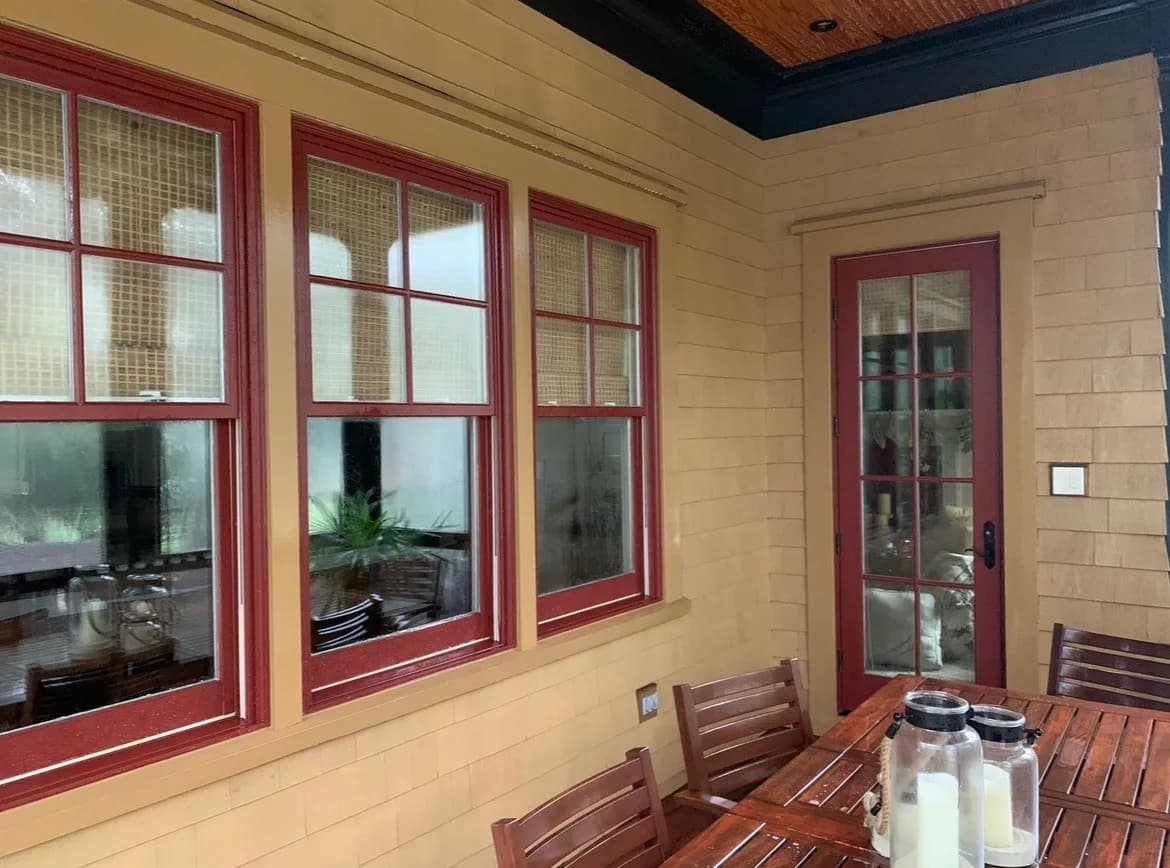 Crystal clear porch windows after professional exterior window cleaning
