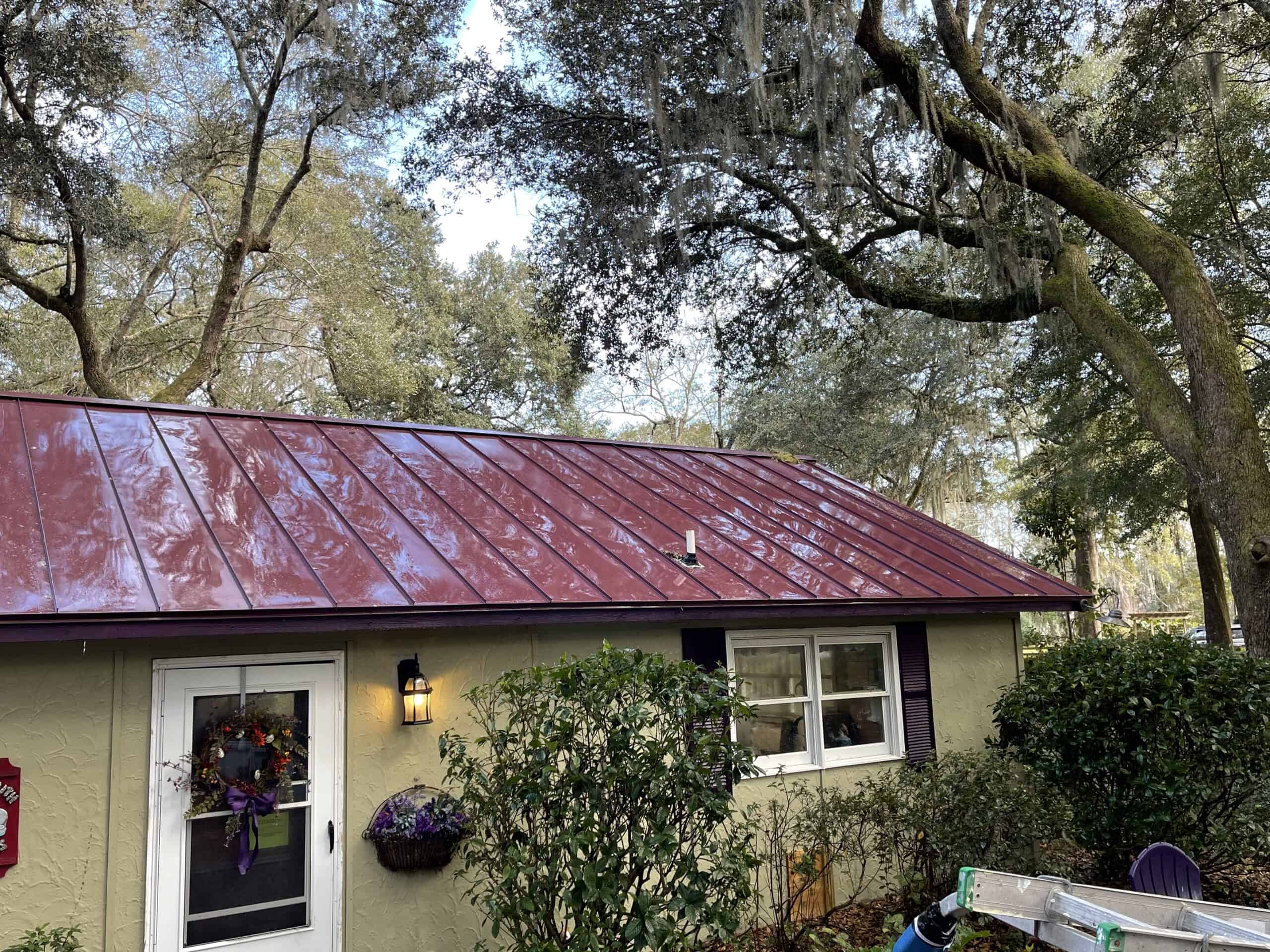 Same Johns Island roof with algae completely removed after soft washing