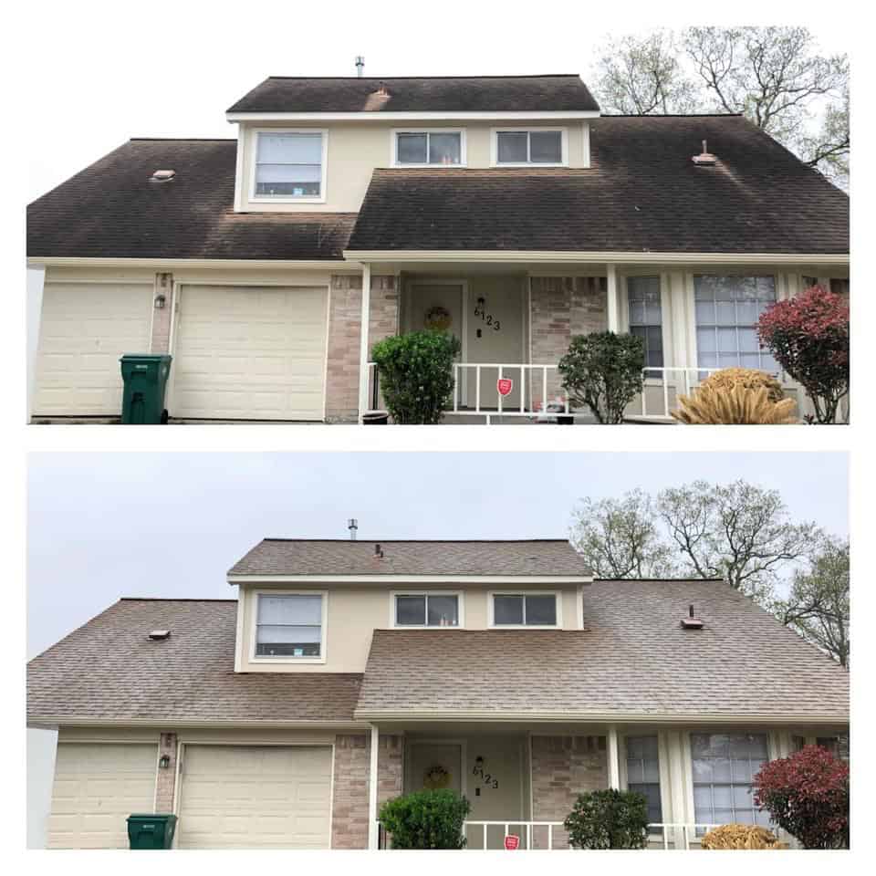 Kiawah Island roof restored to clean condition after Peppers soft wash